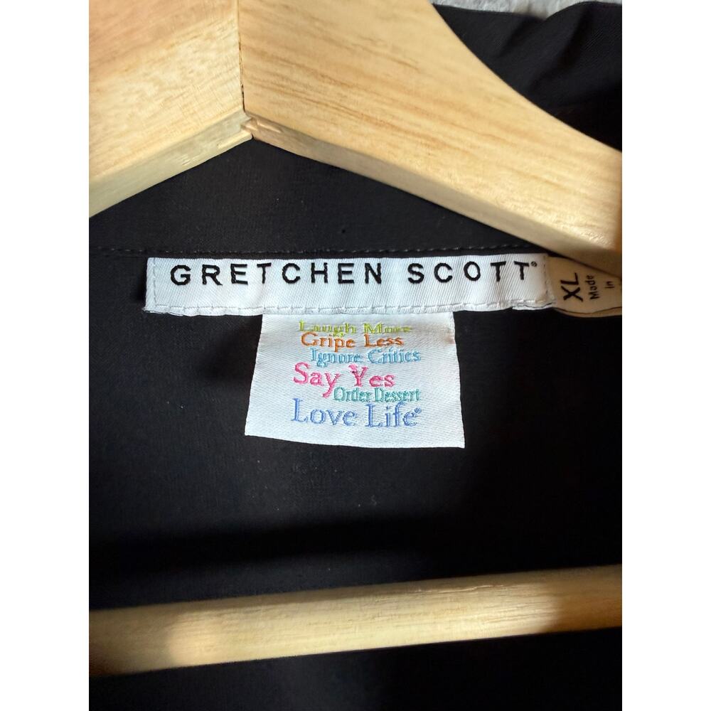 Gretchen Scott Womens XL Black Polyester Button Down Blouse Bell Sleeves - Picture 4 of 7